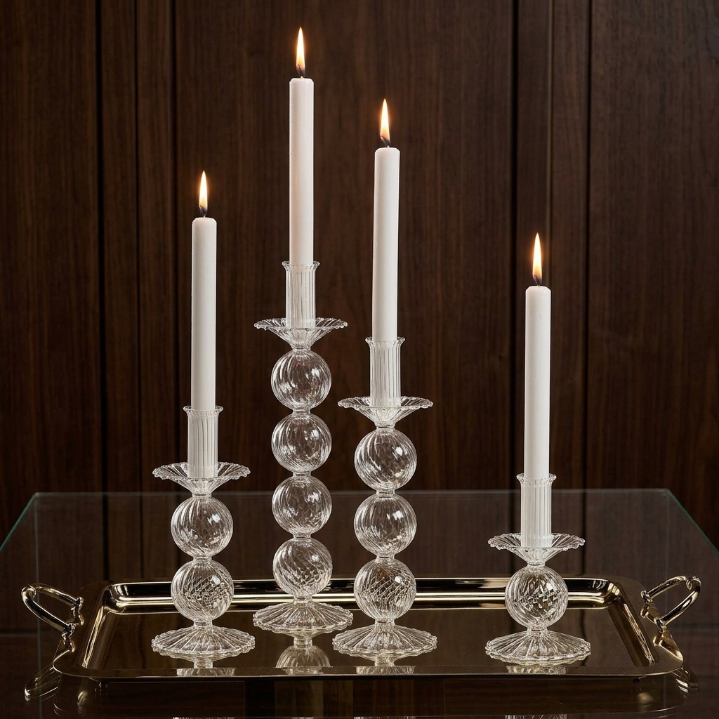 Swirl Glass Taper Holder Large